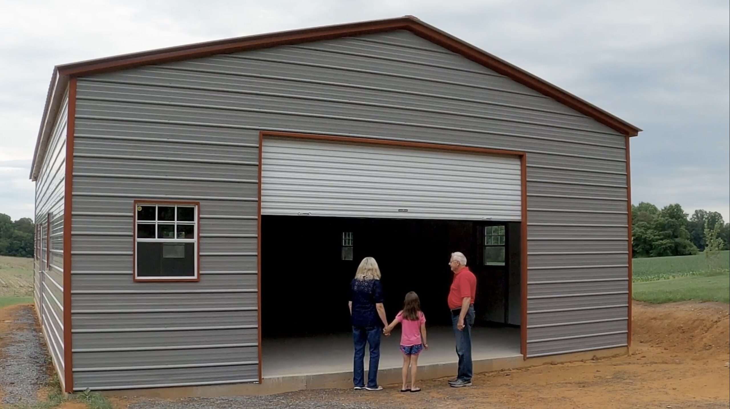 A metal building warehouse that was built during the child's grandparents
