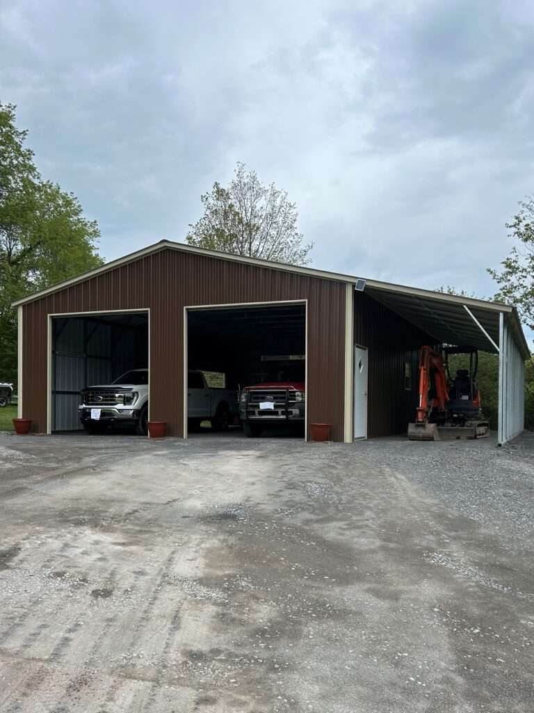 X X Metal Garage With Lean To Prestige Steel Structures