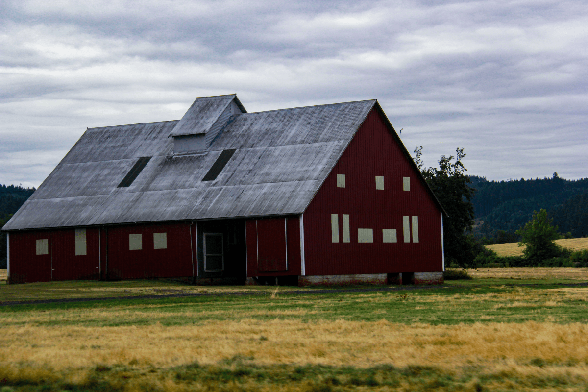 A sturdy metal barn