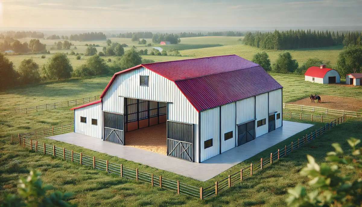 Metal barn for horses