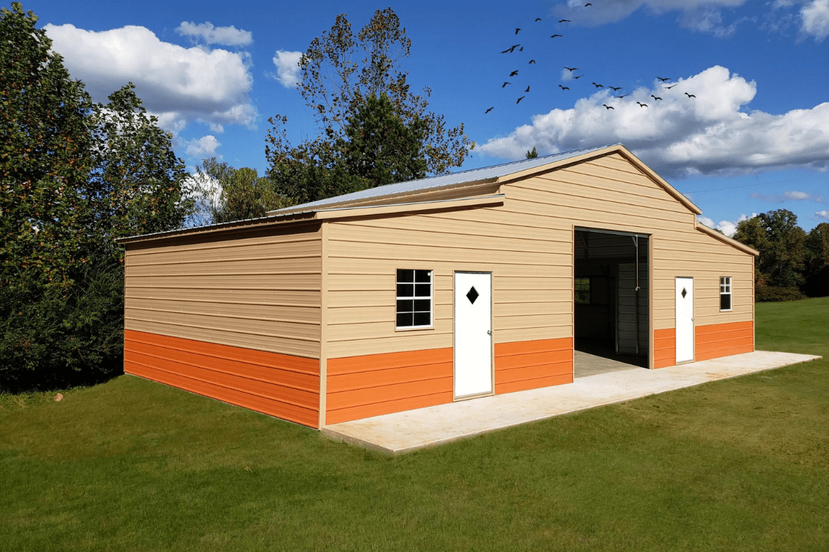 A beautiful Carolina-style metal barn with a classic design 