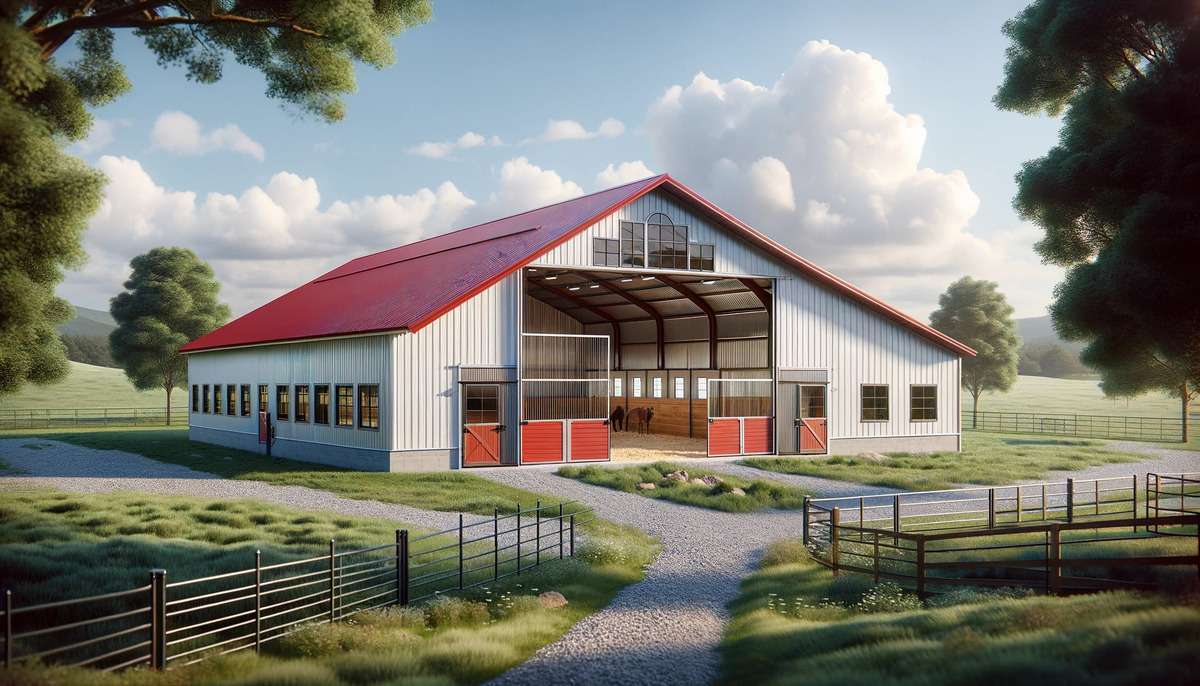 Customized metal barn for horses