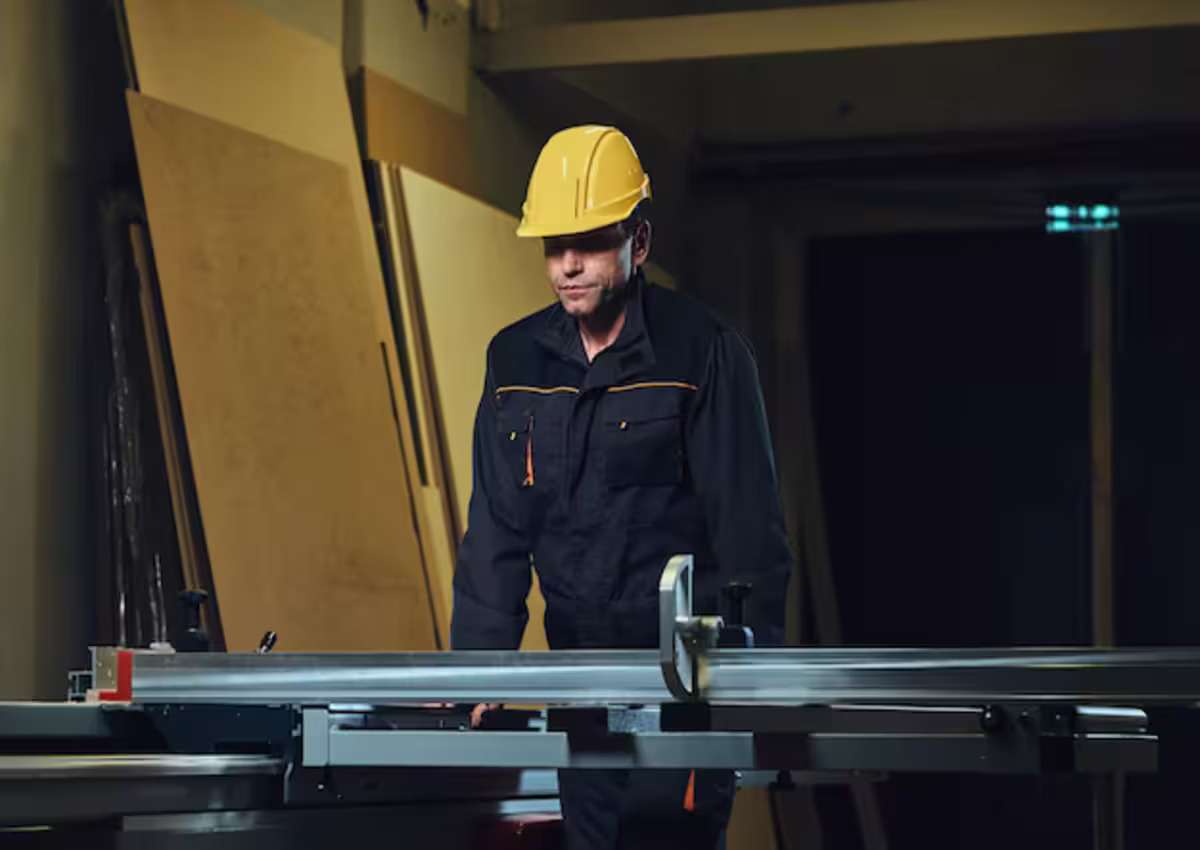 A man measuring its metal barn materials for proper cutting