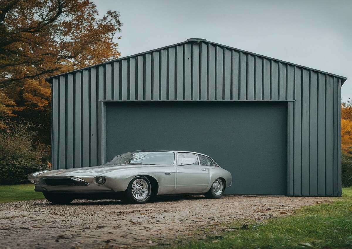 A newly built metal garage