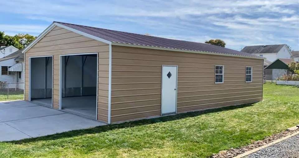 Two-door steel garage building