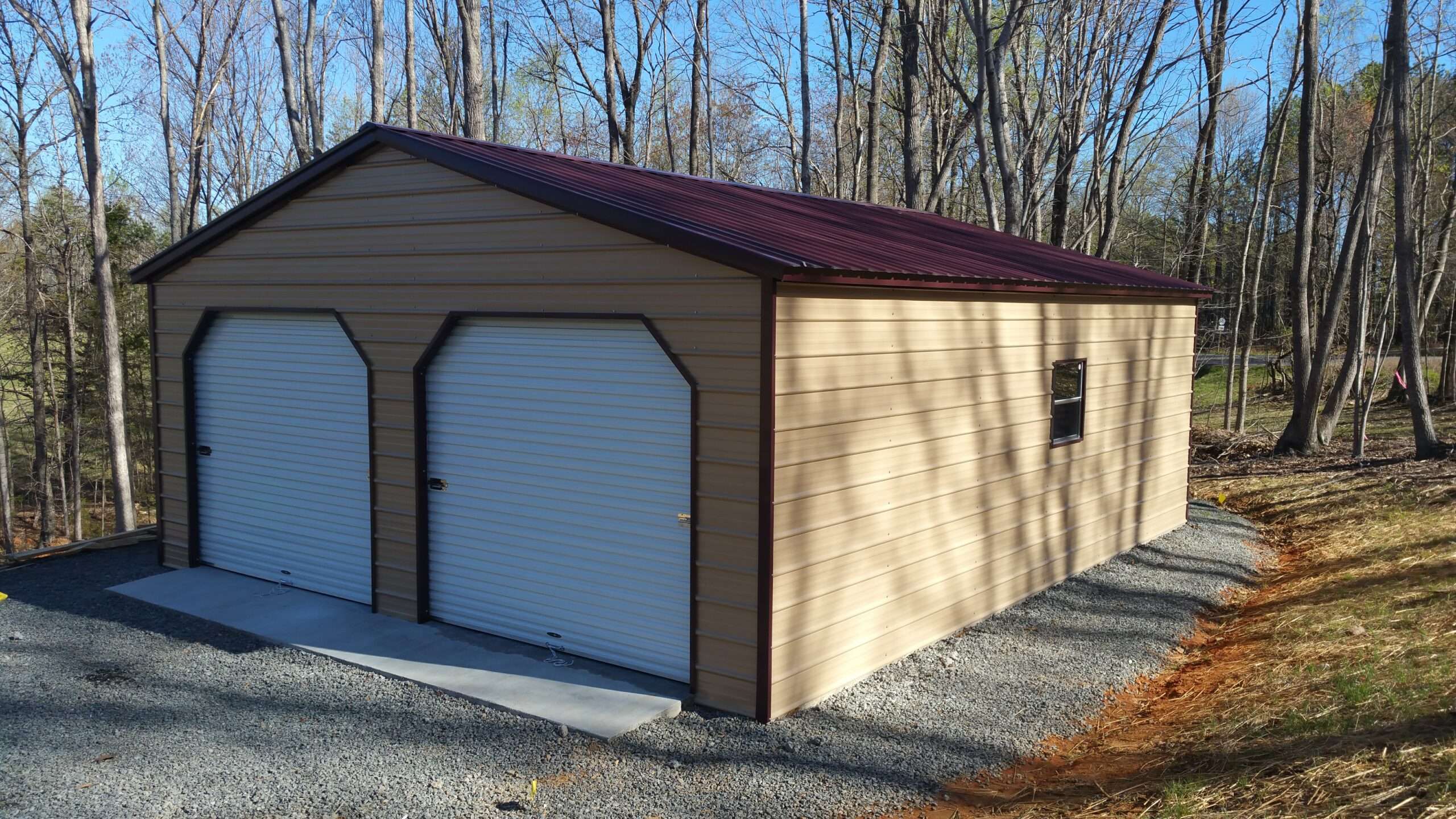 Two-door metal garage