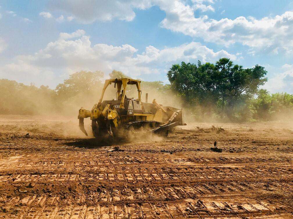 Clearing site for metal building installation