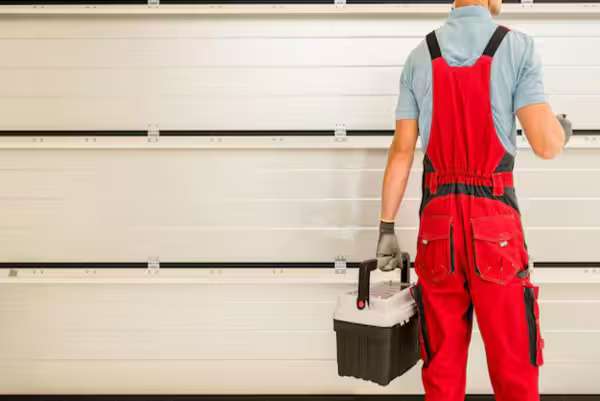 A worker preparing to soundproof a metal garage