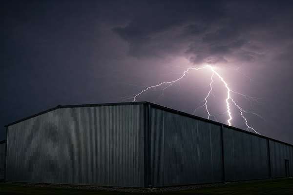 A properly grounded metal building is safe from lightning