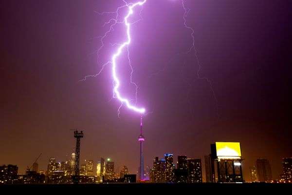 Lightning struck a metal pole