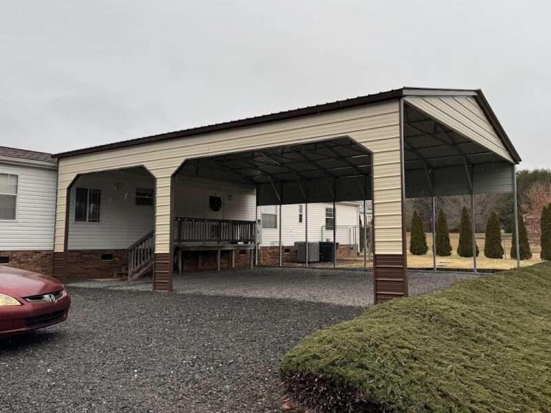 A huge metal carport extension