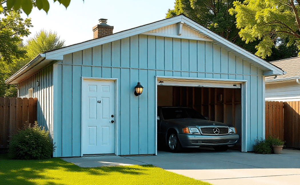 Blue prefab steel garage showing why prefab steel buildings are cheaper option.